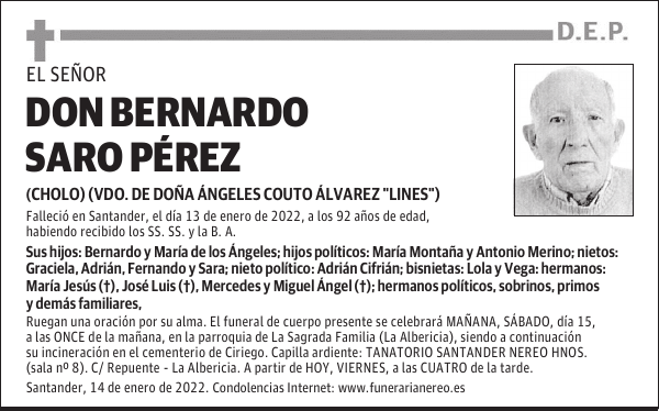 DON BERNARDO SARO PÉREZ