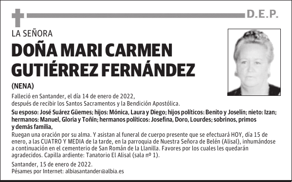 DOÑA MARI CARMEN GUTIÉRREZ FERNÁNDEZ