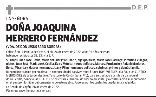 DOÑA JOAQUINA HERRERO FERNÁNDEZ