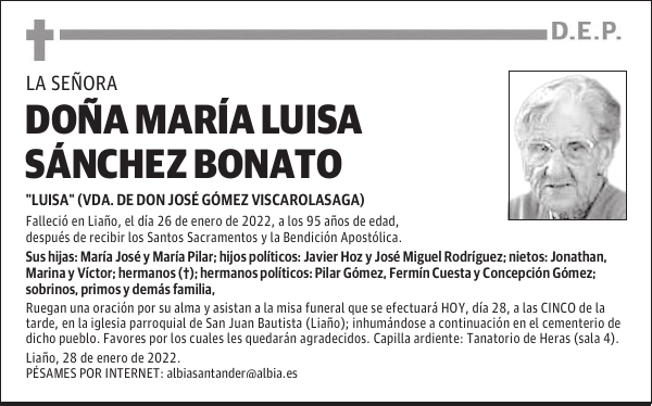 DOÑA MARÍA LUISA SÁNCHEZ BONATO