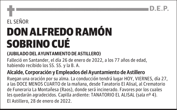 DON ALFREDO RAMÓN SOBRINO CUÉ