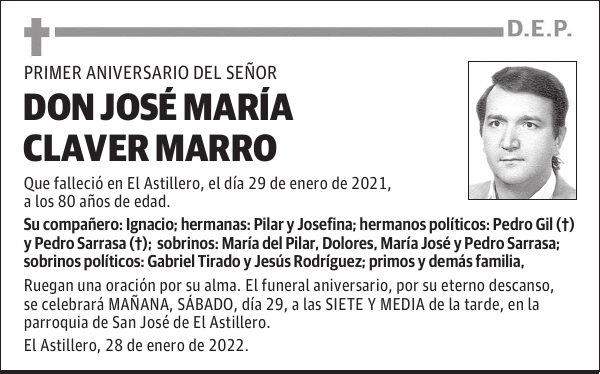 DON JOSÉ MARÍA CLAVER MARRO