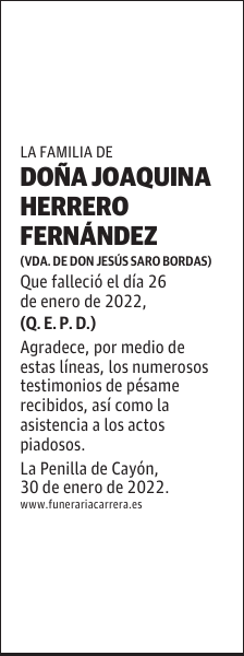 DOÑA JOAQUINA HERRERO FERNÁNDEZ