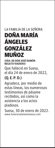 DOÑA MARÍA ÁNGELES GONZÁLEZ MUÑOZ
