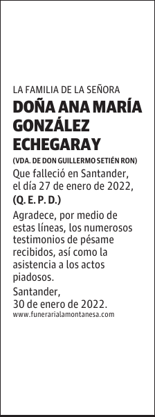 DOÑA ANA MARÍA GONZÁLEZ ECHEGARAY