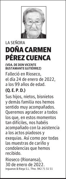 DOÑA CARMEN PÉREZ CUENCA