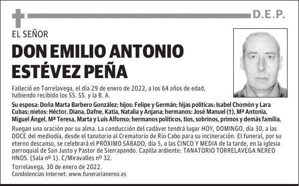 DON EMILIO ANTONIO ESTÉVEZ PEÑA