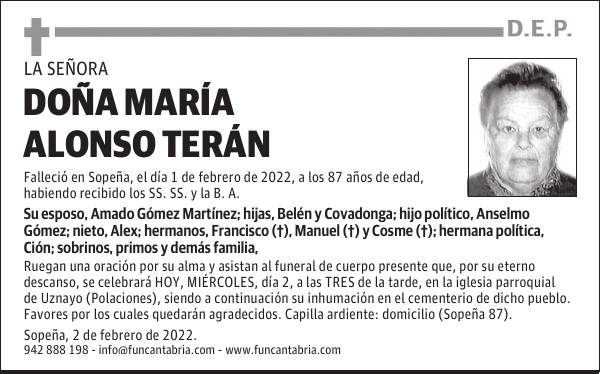 DOÑA MARÍA ALONSO TERÁN