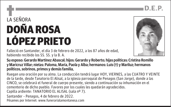 DOÑA ROSA LÓPEZ PRIETO