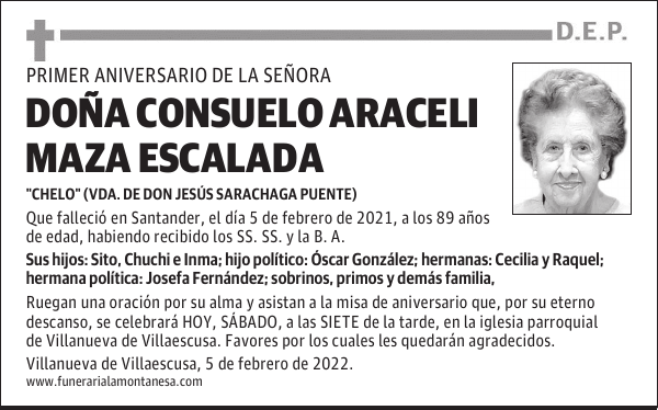 DOÑA CONSUELO ARACELI MAZA ESCALADA