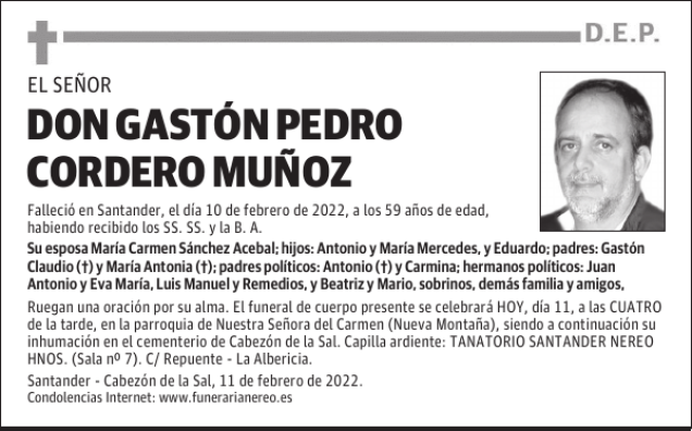 DON GASTÓN PEDRO CORDERO MUÑOZ