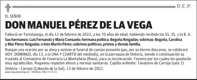 DON MANUEL PÉREZ DE LA VEGA