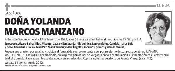 DOÑA YOLANDA MARCOS MANZANO