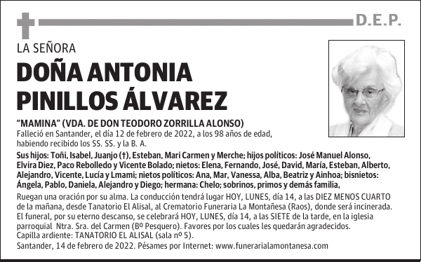 DOÑA ANTONIA PINILLOS ÁLVAREZ