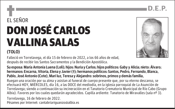 DON JOSÉ CARLOS VALLINA SALAS