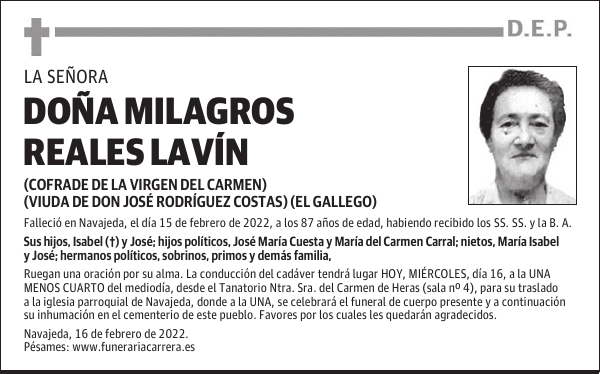 DOÑA MILAGROS REALES LAVÍN