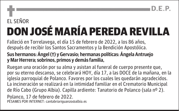 DON JOSÉ MARÍA PEREDA REVILLA