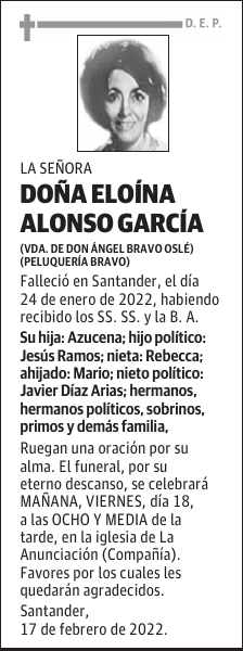DOÑA ELOÍNA ALONSO GARCÍA