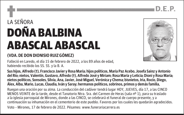 DOÑA BALBINA ABASCAL ABASCAL