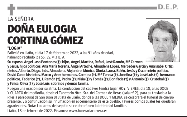 DOÑA EULOGIA CORTINA GÓMEZ