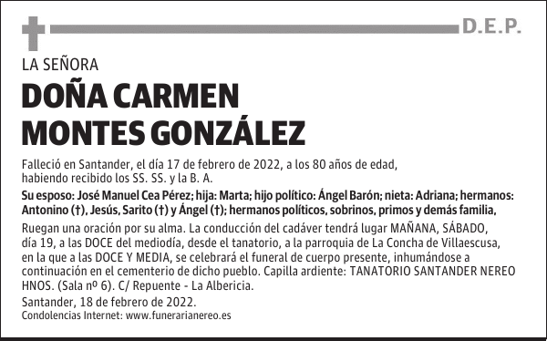 DOÑA CARMEN MONTES GONZÁLEZ