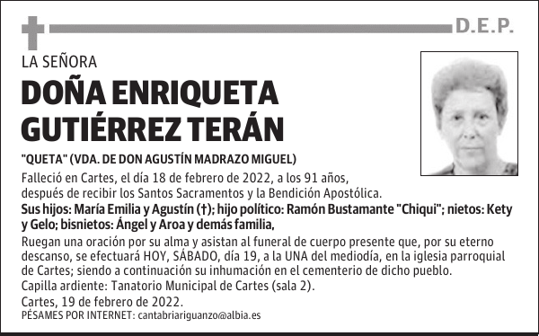 DOÑA ENRIQUETA GUTIÉRREZ TERÁN