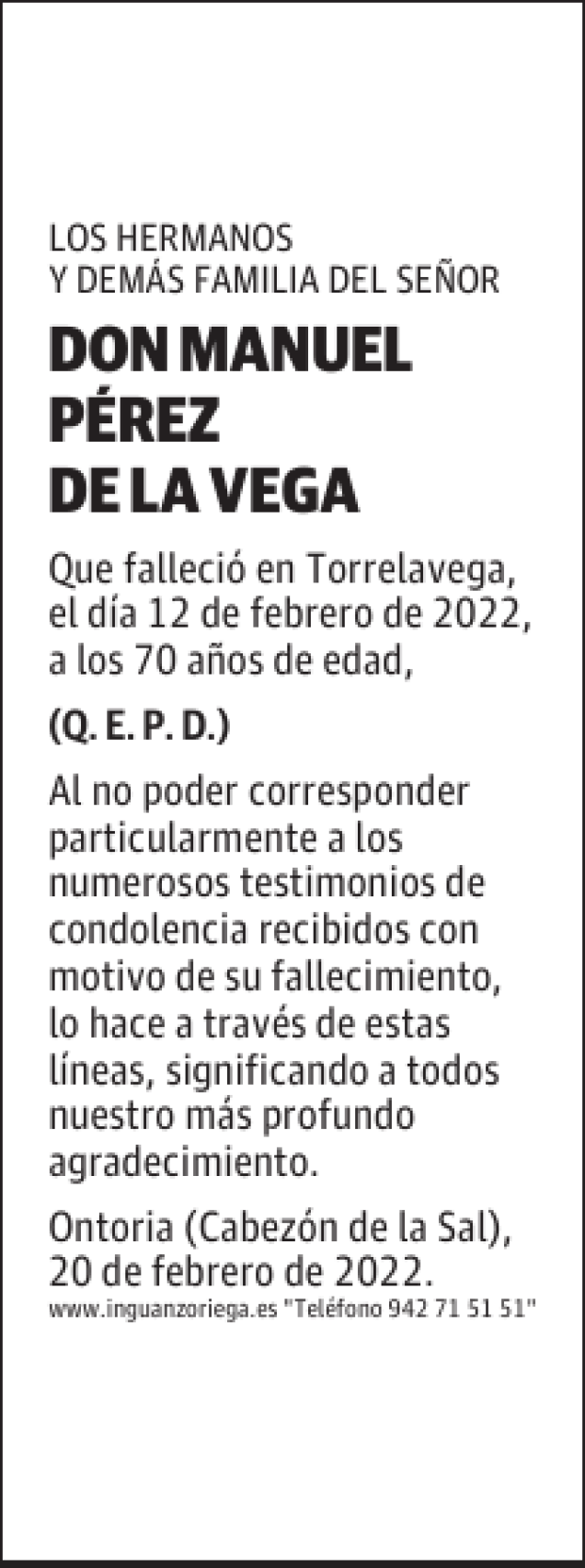 DON MANUEL PÉREZ DE LA VEGA