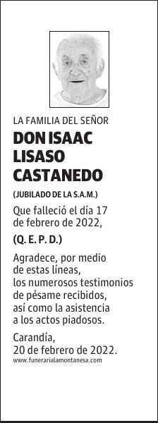 DON ISAAC LISASO CASTANEDO