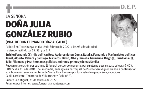 DOÑA JULIA GONZÁLEZ RUBIO