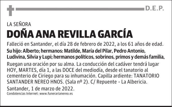 DOÑA ANA REVILLA GARCÍA