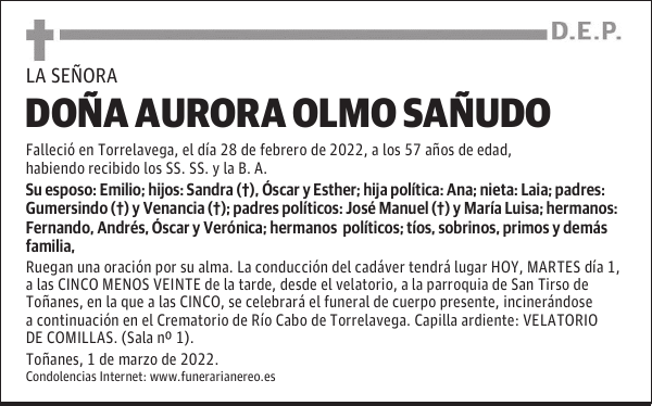 DOÑA AURORA OLMO SAÑUDO