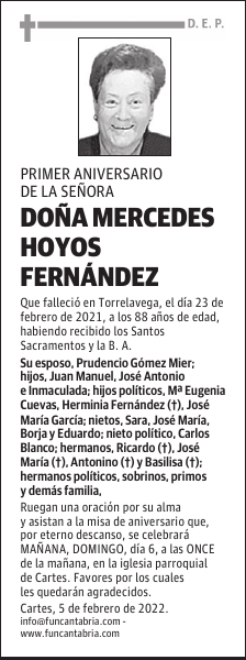 DOÑA MERCEDES HOYOS FERNÁNDEZ