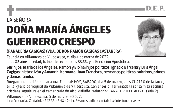 DOÑA MARÍA ÁNGELES GUERRERO CRESPO
