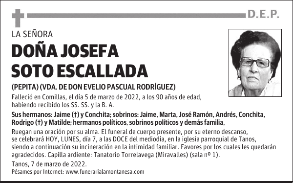 DOÑA JOSEFA SOTO ESCALLADA