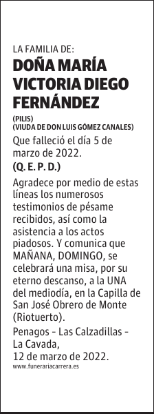 DOÑA MARÍA VICTORIA DIEGO FERNÁNDEZ