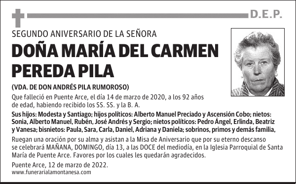 DOÑA MARÍA DEL CARMEN PEREDA PILA