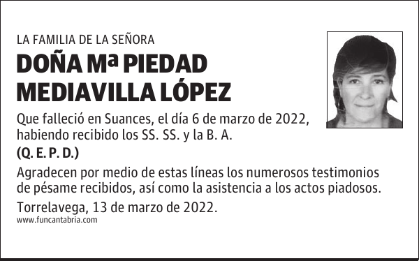 DOÑA Mª PIEDAD MEDIAVILLA LÓPEZ