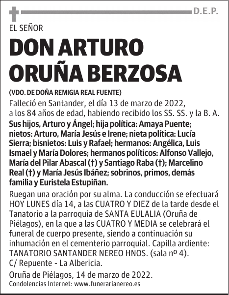 DON ARTURO ORUÑA BERZOSA