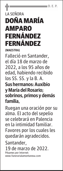 DOÑA MARÍA AMPARO FERNÁNDEZ FERNÁNDEZ