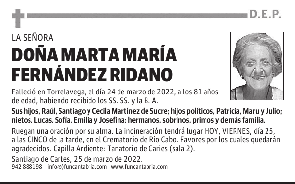 Doña Marta María Fernández Ridano