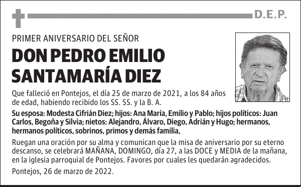 DON PEDRO EMILIO SANTAMARÍA DIEZ