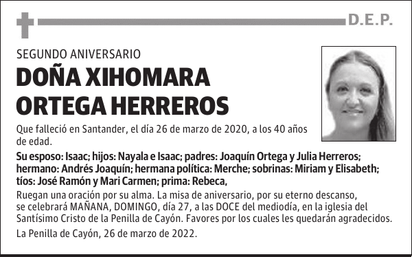DOÑA XIHOMARA ORTEGA HERREROS