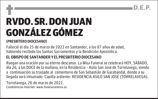 RVDO. SR. DON JUAN GONZÁLEZ GÓMEZ