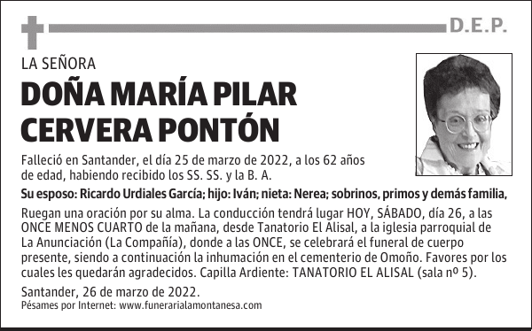DOÑA MARÍA PILAR CERVERA PONTÓN