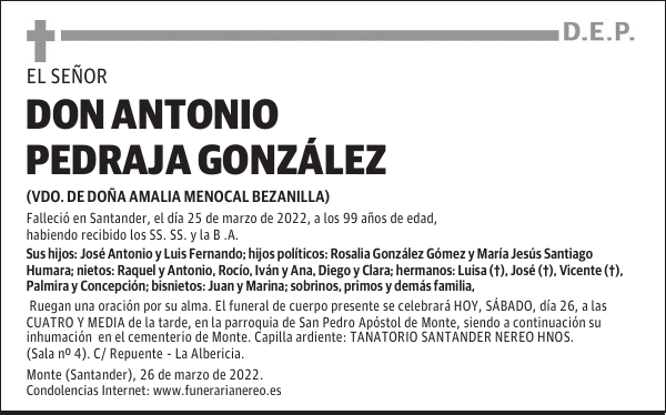 DON ANTONIO PEDRAJA GONZÁLEZ
