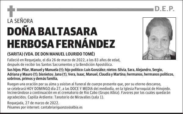 DOÑA BALTASARA HERBOSA FERNÁNDEZ