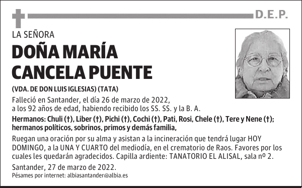 DOÑA MARÍA CANCELA PUENTE