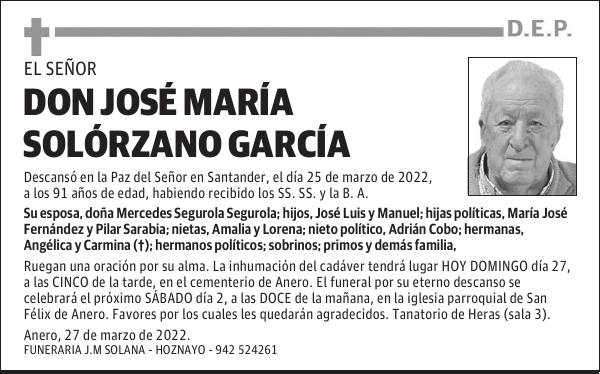 DON JOSÉ MARÍA SOLÓRZANO GARCÍA
