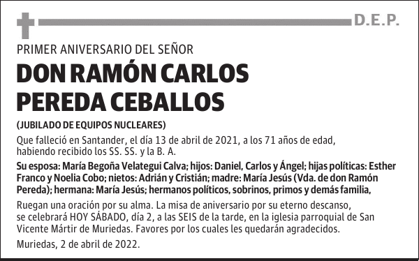 DON RAMÓN CARLOS PEREDA CEBALLOS