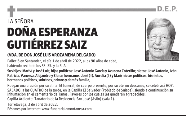 DOÑA ESPERANZA GUTIÉRREZ SAIZ